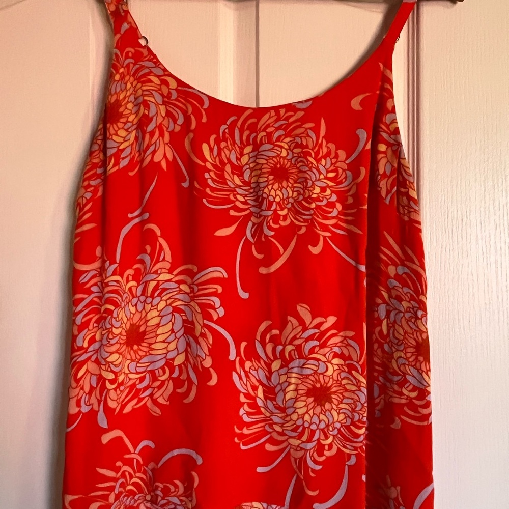 CAbi Bright Red Floral Blouse